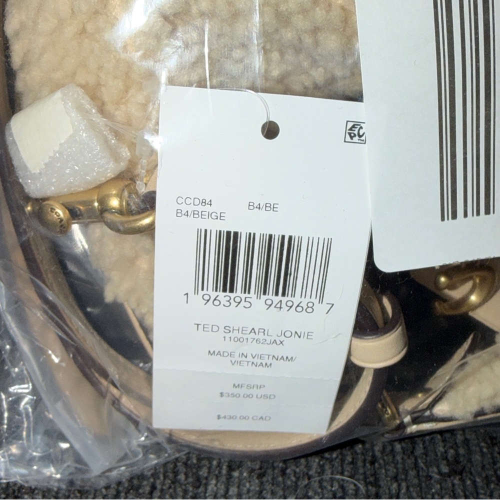 Coach Joni Bag in Shearling & Glovetanned Leather Brass/Beige NWT - Picture 10 of 16
